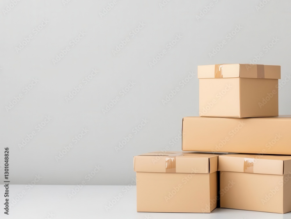 Fototapeta premium Perfectly balanced stack of uniform parcels, symbolizing structured inventory management