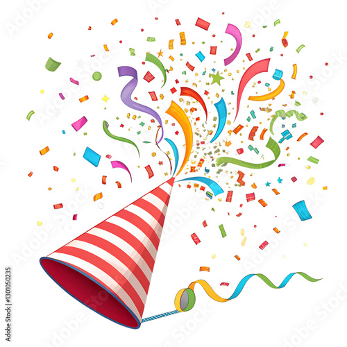 party hats and confetti