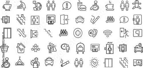 way finding line icon set