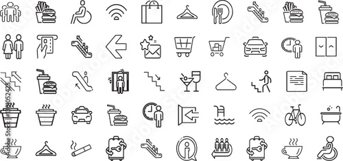 way finding line icon set