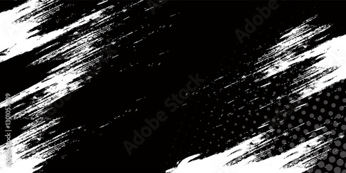 Straight line vector brush strokes. Black hand drawn stripes, smears. Chinese or Japanese calligraphy brushstrokes set. Rough grunge thick paint line