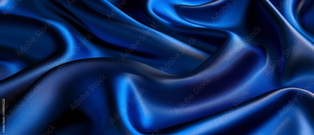 Fototapeta premium Luxurious Deep Blue Satin Fabric Draped Elegantly
