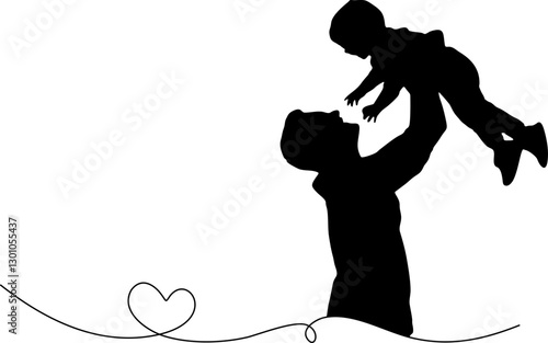 silhouette of father and son vector