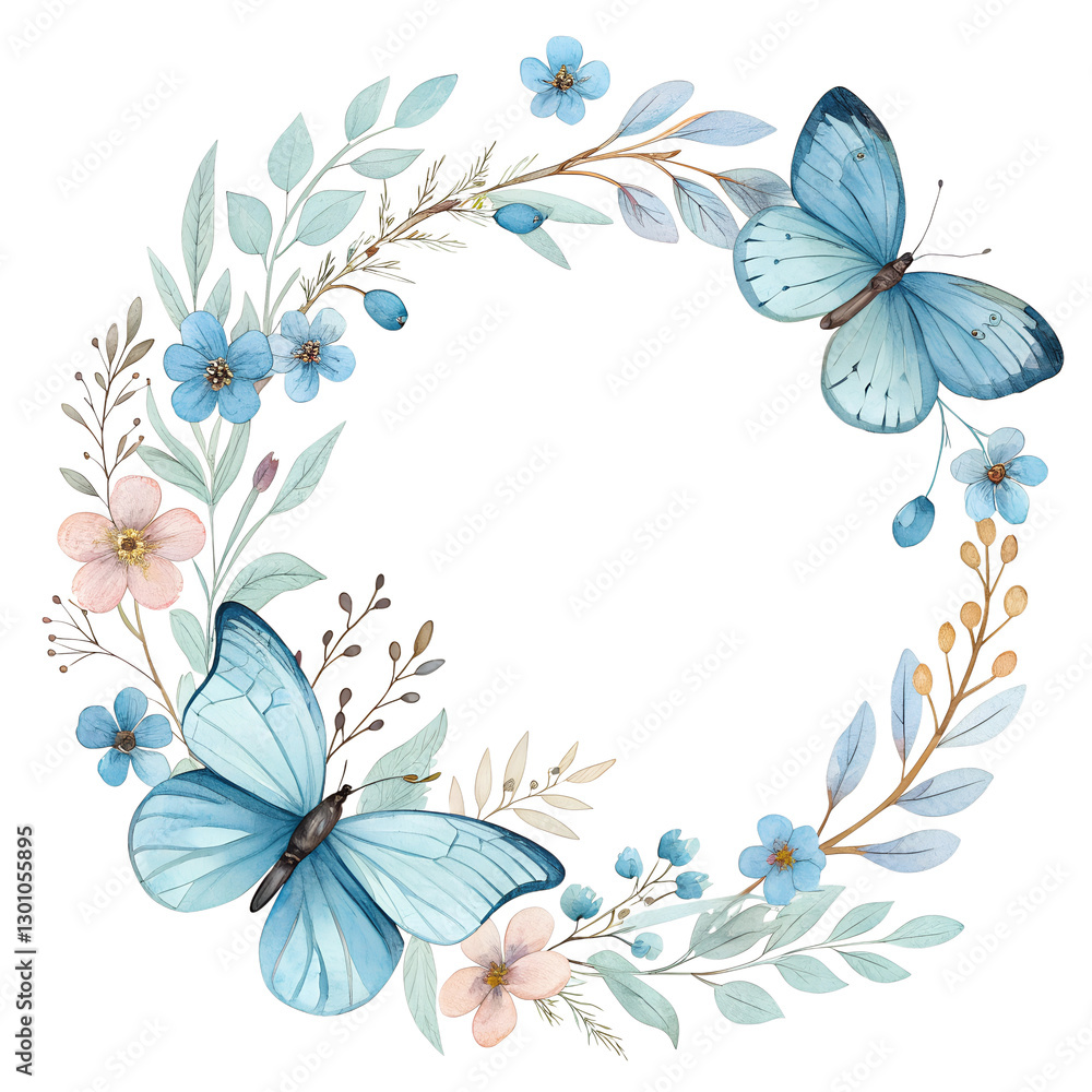 Fototapeta premium butterflies and flowers frame