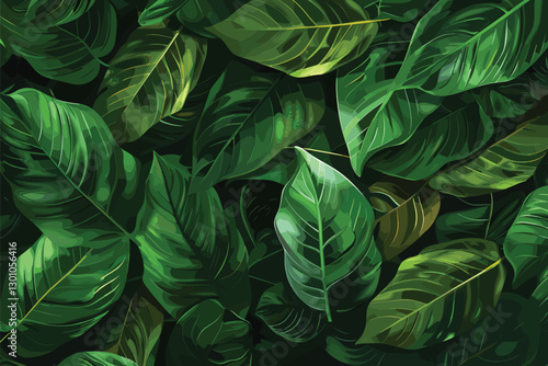 Wallpaper Mural Tropical seamless pattern with palm and monstera leaves. Vector illustration Torontodigital.ca