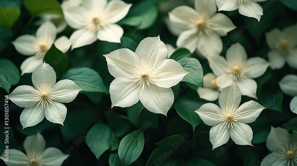 Spring garden view of Clematis flammula, fragrant white flowers texture. Spring garden view of Clematis flammula, fragrant white flowers texture.