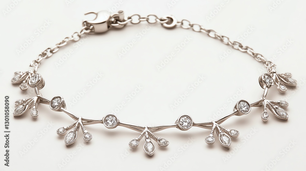 Elegant silver bracelet with sparkling details. Elegant silver bracelet with sparkling details.