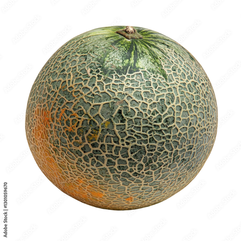 A Fresh Cantaloupe with Orange Juicy Isolated on Transparent Background A Fresh Cantaloupe with Orange Juicy Isolated on Transparent Background