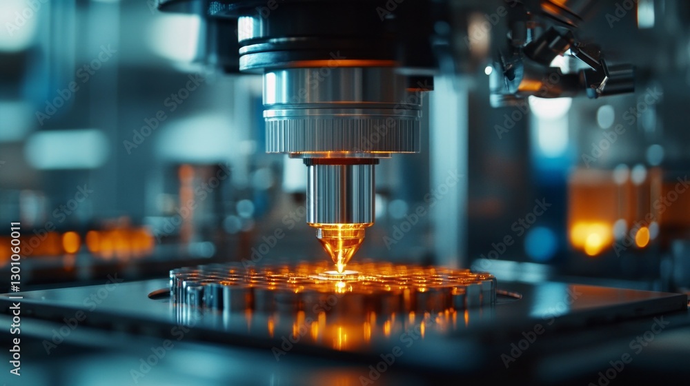 A high-tech fabrication plant focuses on producing integrated photonic devices. Advanced machinery operates in a cleanroom, highlighting precision and innovation in semiconductor technology A high-tech fabrication plant focuses on producing integrated photonic devices. Advanced machinery operates in a cleanroom, highlighting precision and innovation in semiconductor technology
