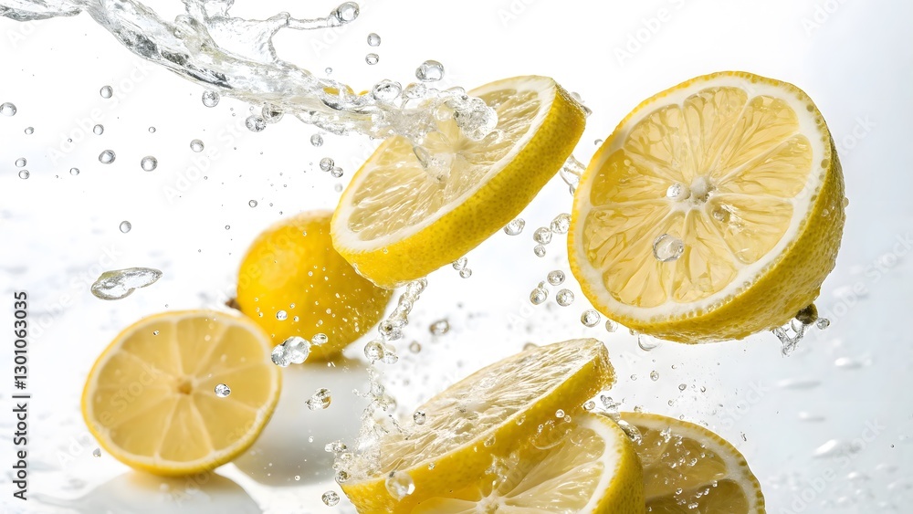 Dynamic Lemon Slices with Water Splash Refreshing Summer Vibe V2 Dynamic Lemon Slices with Water Splash Refreshing Summer Vibe V2