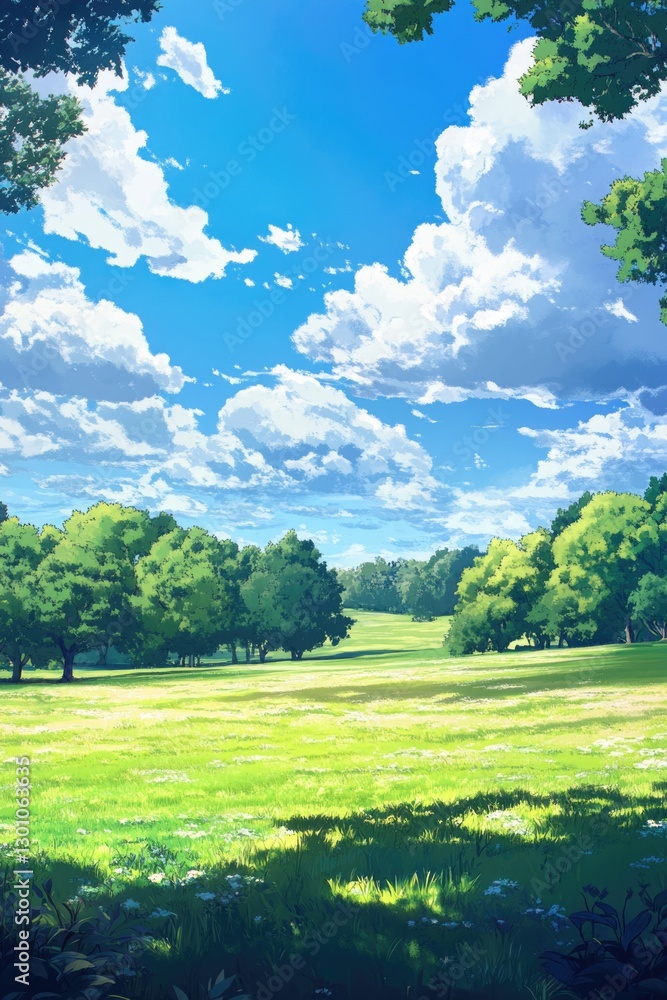 Obraz premium Field with Trees Background,