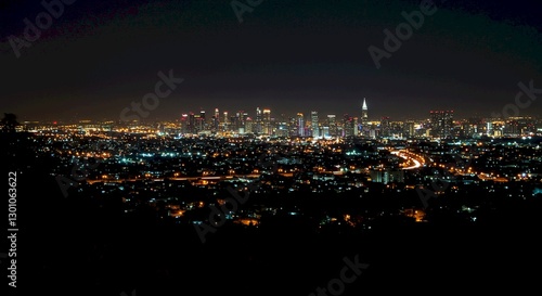Night Cityscape Illuminated Skyline Urban Lights City at Night