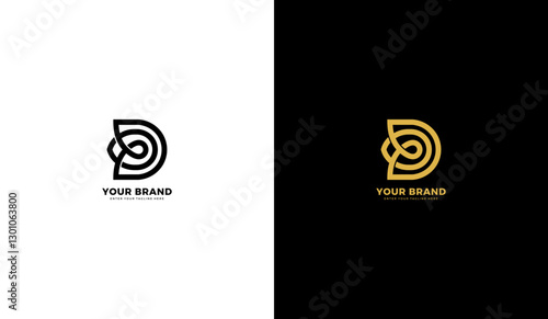 D flower logo. D rose icon