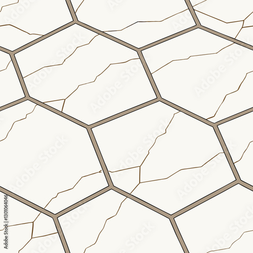 Seamless texture, Hexagonal Marble Tiles – White marble hexagons with gold veining for a high-end contemporary look
