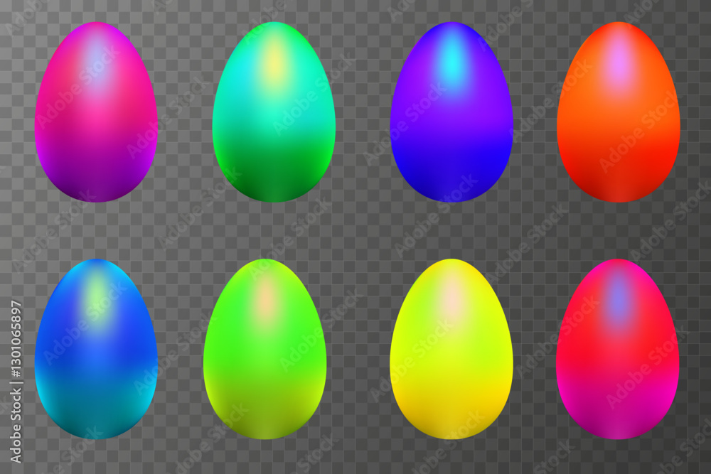 Happy Easter, 3D eggs on a transparent background, colorful eggs, Vector illustration EPS10 Happy Easter, 3D eggs on a transparent background, colorful eggs, Vector illustration EPS10