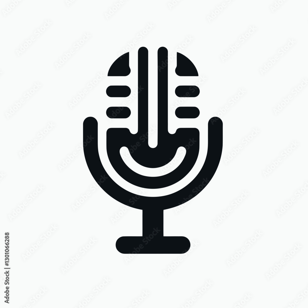 very simple flat and single minimalist Microphone Silhouette in black on a white background very simple flat and single minimalist Microphone Silhouette in black on a white background