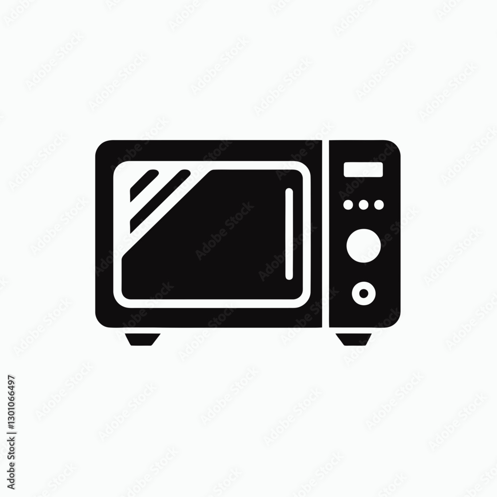 very simple flat and single minimalist Microwave Silhouette in black on a white background very simple flat and single minimalist Microwave Silhouette in black on a white background