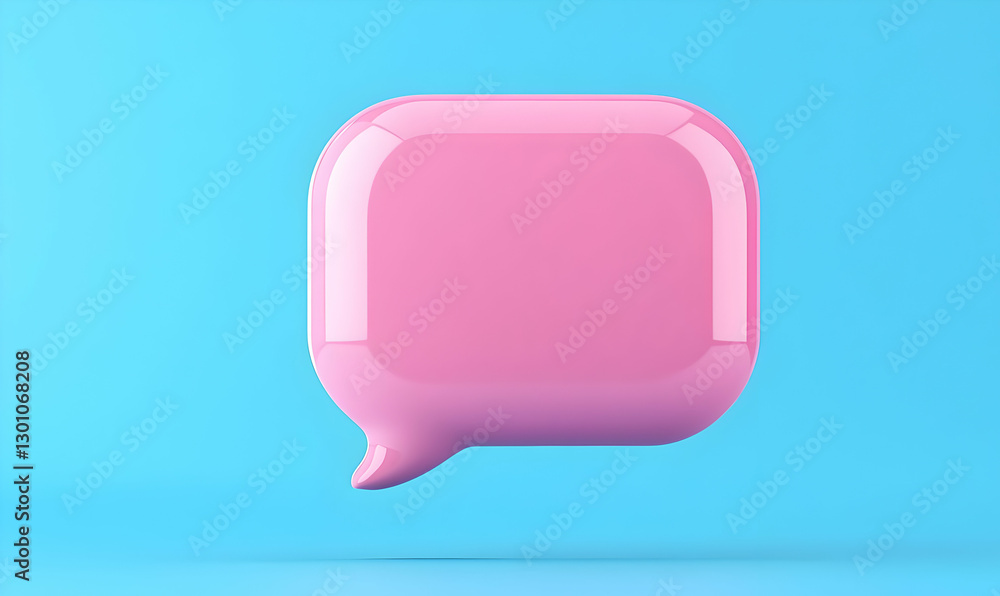 Pink Speech Bubble on Bright Blue Background for Communication Concepts Pink Speech Bubble on Bright Blue Background for Communication Concepts