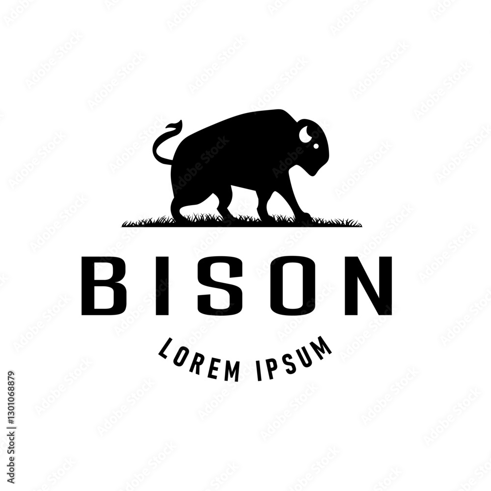 Obraz premium Silhouette of Bull, Buffalo, and American Black Bison Vintage Logo Illustration