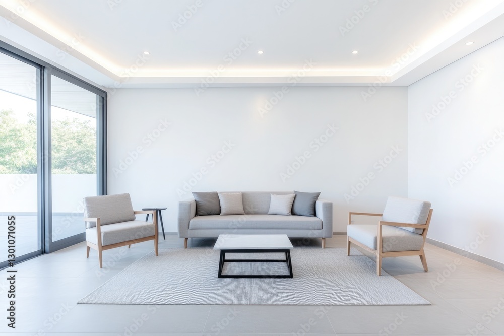 Fototapeta premium modern and spacious living room with sleek furniture natural lighting and inviting atmosphere for relaxation enhanced
