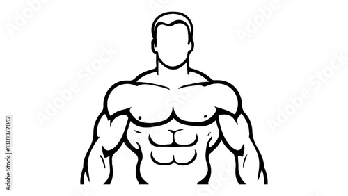 body builder outline shape vector illustration, strong body vector icon illustration