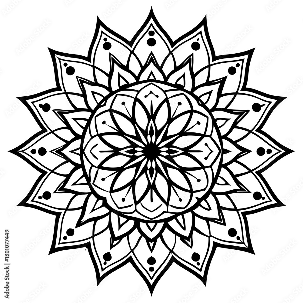 Intricate Mandala: An elegant and detailed mandala design, a symbol of balance, harmony, and spiritual connection, perfect for coloring, meditation, and creative projects. Intricate Mandala: An elegant and detailed mandala design, a symbol of balance, harmony, and spiritual connection, perfect for coloring, meditation, and creative projects.