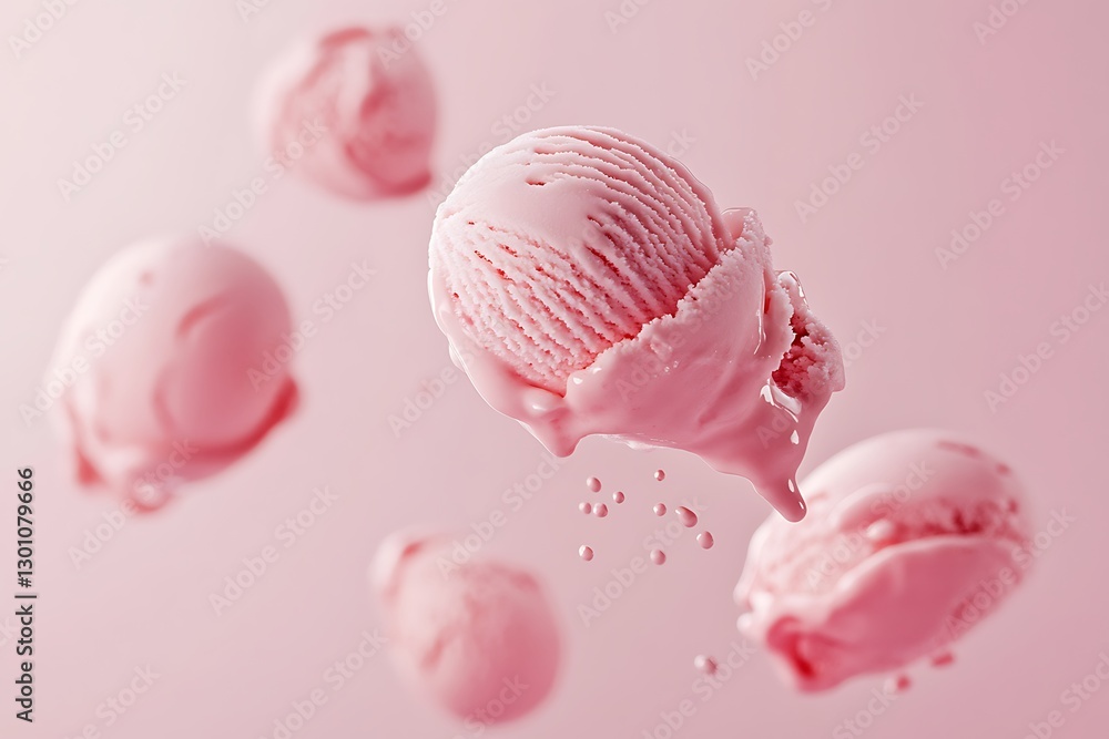 Pink Ice Cream Melting in the Air Pink Ice Cream Melting in the Air