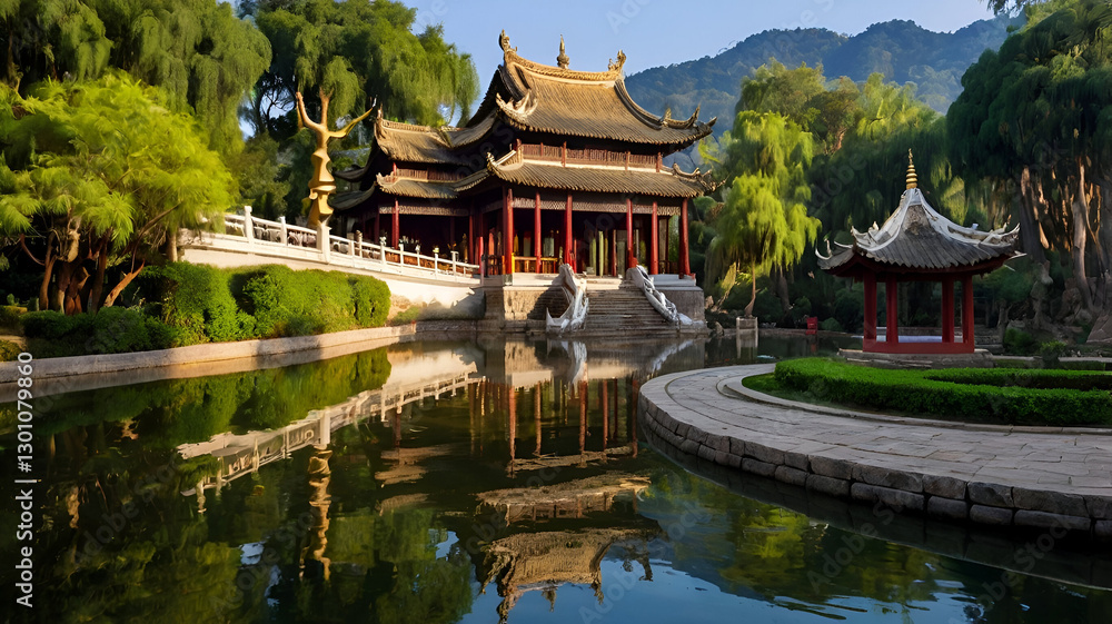 chinese pavilion in the garden chinese pavilion in the garden