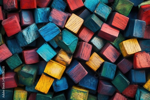 Wooden Block Pile Close Up