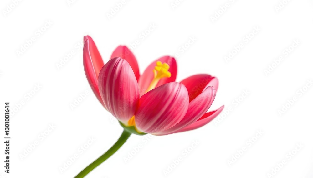 A single vibrant bloom, petals unfurled, isolated on pure white, petal, background A single vibrant bloom, petals unfurled, isolated on pure white, petal, background