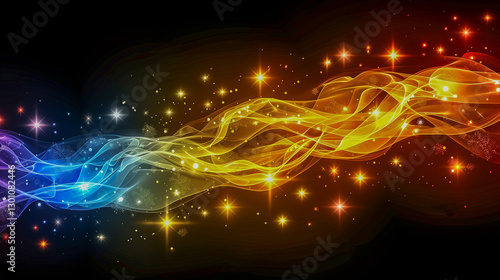 Abstract Energy Waves in Gold and Blue