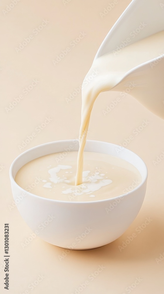 Cream Being Poured Bowl Cream Being Poured Bowl