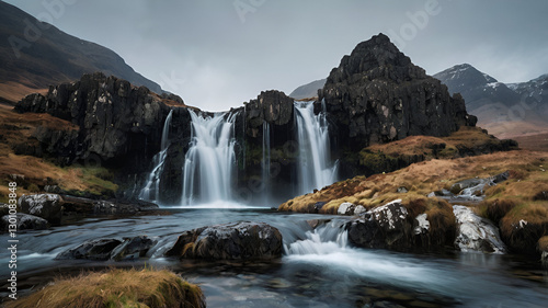 waterfall in the mountains