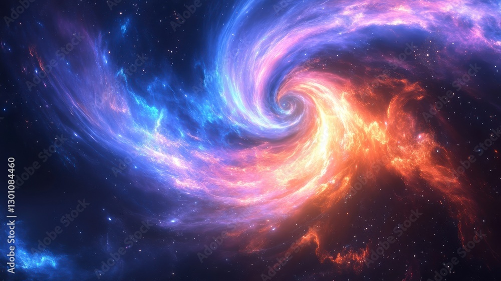 Fototapeta premium Cosmic Nebula Swirl Vibrant Blue, Orange, and Pink Hues in Space