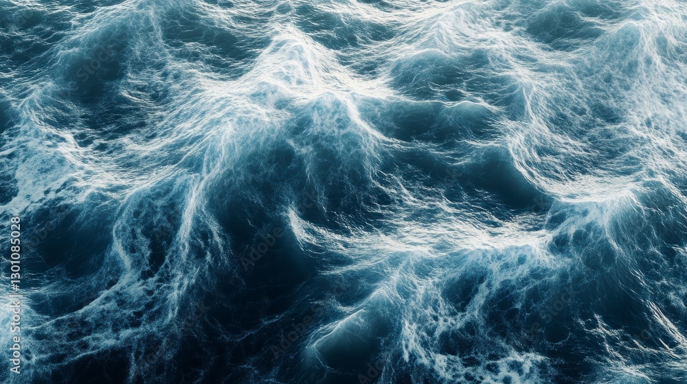 Obraz premium Detailed Closeup of Ocean Waves Blue Water Texture and Dynamic Foam