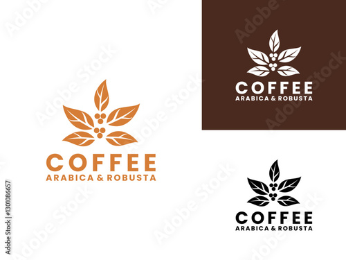 Coffee Nature logo design vector. Plant with Coffee bean logo design