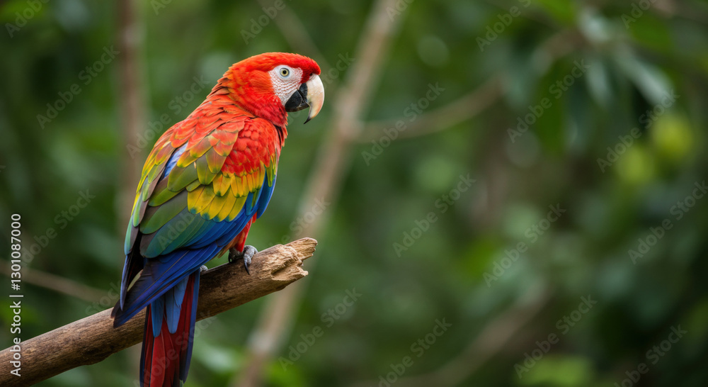Fototapeta premium Tropical Jewel: Scarlet Macaw Perched on a Branch