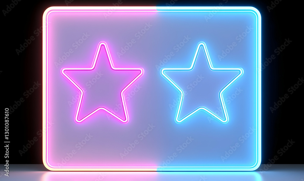 Neon Stars in Bright Colors on Dark Background for Creative Use Neon Stars in Bright Colors on Dark Background for Creative Use