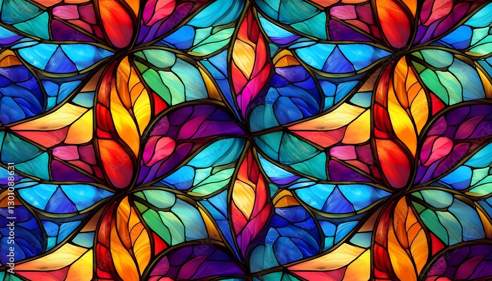 seamless pattern background of colorful stained glass windows with vibrant color palette seamless pattern background of colorful stained glass windows with vibrant color palette