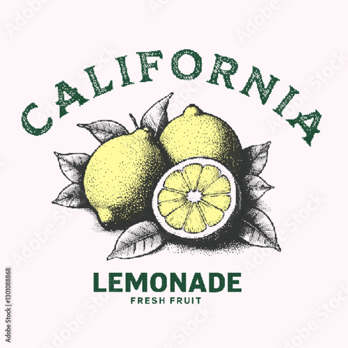 Summer food poster design. California Lemonade graphics. Fresh lemon fruit print. Fruits of the spirit. Organic food artwork for for t shirt and poster. girls graphic tee. 