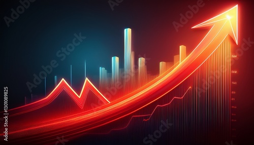 upward trend a glowing vibrant red arrow ascends a dynamic financial chart signifying growth optimism and the potential for future success