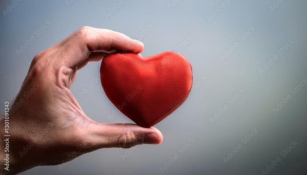 Obraz premium hand giving red heart charity symbol