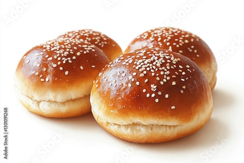 Wallpaper Mural Freshly Baked Sesame Seed Buns on Clean White Background Torontodigital.ca