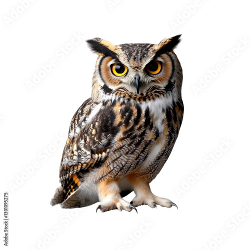 Wallpaper Mural This powerful owl stands with confidence, displaying its bright eyes and detailed feathers against a clear backdrop, capturing attention Torontodigital.ca