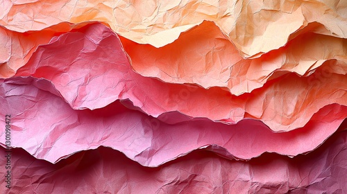 Wallpaper Mural Trendy coral colored textured background made from crumpled orange-pink craft paper. Torontodigital.ca
