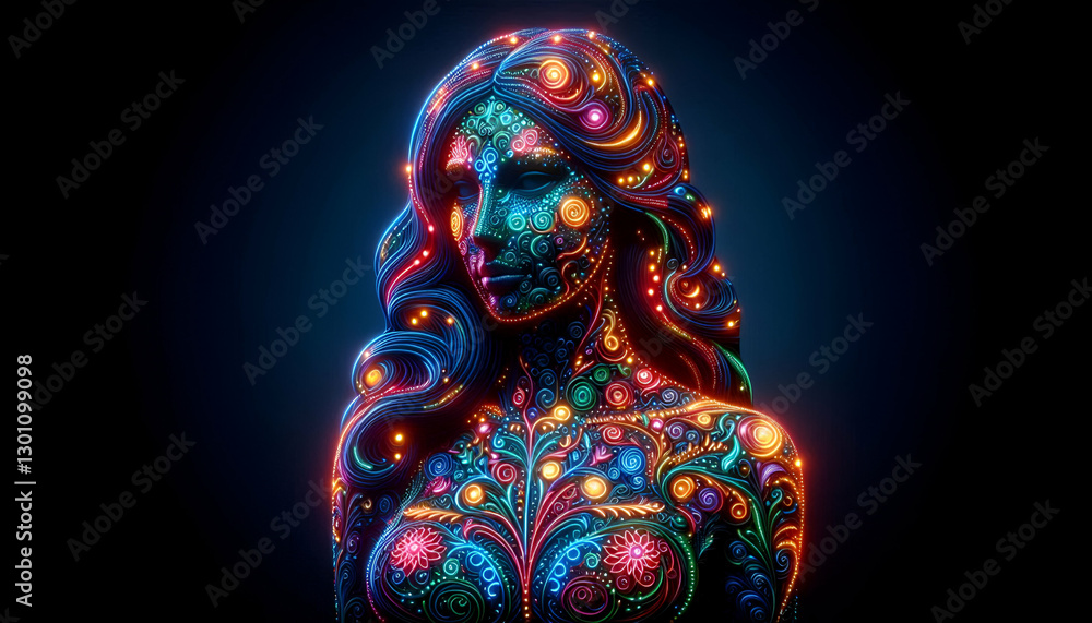 Naklejka premium Neon Bright Woman