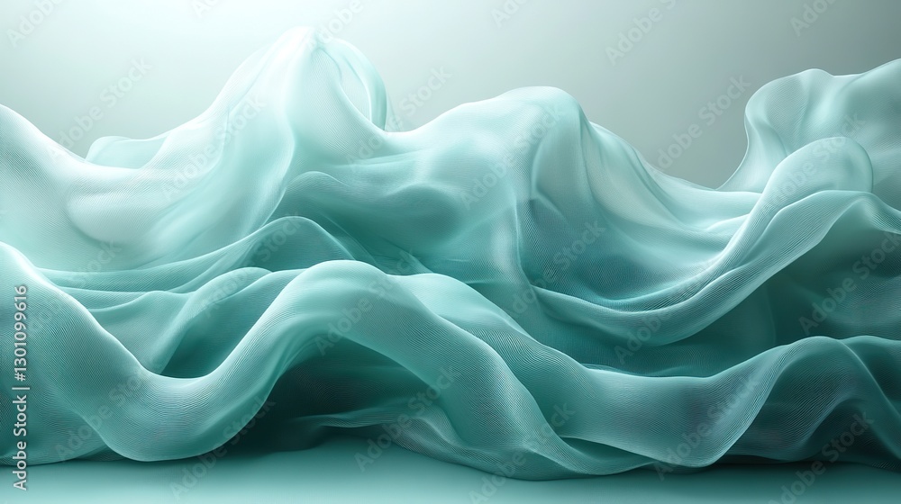 Obraz premium Trendy mint-colored abstract background with elegant low contrast waves, reflecting the year's color concept.