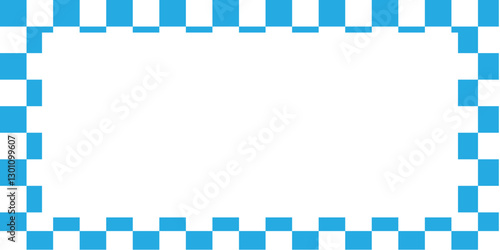 Pixel art frame. Checkered pattern rectangle frame. Checkerboard pattern border frame