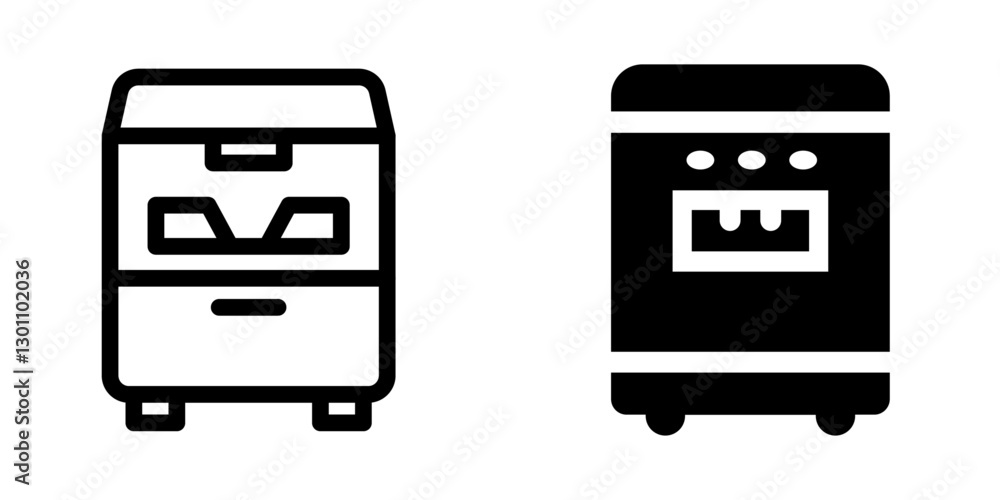 Obraz premium Ice Maker Vector Icon Set – Kitchen, Appliances & Beverage Essentials