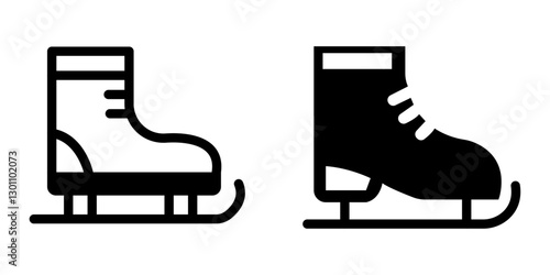 Ice Skates Vector Icon Set – Winter Sports, Ice Rink & Outdoor Activities